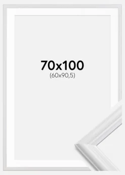 Ramme Siljan Hvid 70x100 cm - Passepartout Hvid 61x91,5 cm