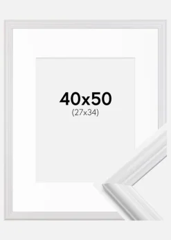 Ramme Siljan Hvid 40x50 cm - Passepartout Hvid 28x35 cm