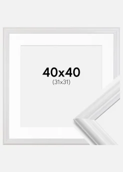 Ramme Siljan Hvid 40x40 cm - Passepartout Hvid 32x32 cm