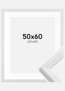 Ramme Siljan Hvid 50x60 cm - Passepartout Hvid 40x50 cm