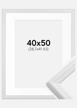 Ramme Siljan Hvid 40x50 cm - Passepartout Hvid 29,7x42 cm (A3)