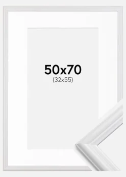 Ramme Siljan Hvid 50x70 cm - Passepartout Hvid 33x56 cm
