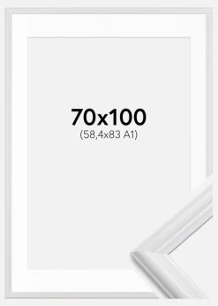 Ramme Siljan Hvid 70x100 cm - Passepartout Hvid 59,4x84 cm (A1)