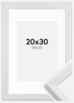 Ramme Siljan Hvid 20x30 cm - Passepartout Hvid 15x22 cm