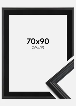 Ramme Siljan Sort 70x90 cm - Passepartout Sort 60x80 cm