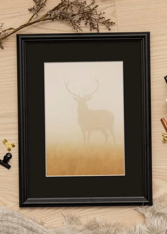 Ramme Siljan Sort 60x60 cm - Passepartout Sort 45x45 cm