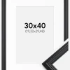 Ramme Siljan Sort 30x40 cm - Passepartout Hvid 8x12 inches