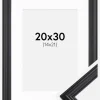 Ramme Siljan Sort 20x30 cm - Passepartout Hvid 15x22 cm