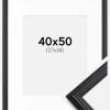 Ramme Siljan Sort 40x50 cm - Passepartout Hvid 28x35 cm