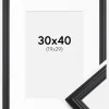 Ramme Siljan Sort 30x40 cm - Passepartout Hvid 20x30 cm