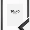 Ramme Siljan Sort 30x40 cm - Passepartout Hvid 20x28 cm