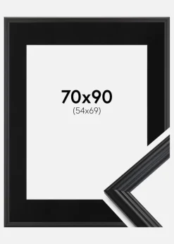 Ramme Siljan Sort 70x90 cm - Passepartout Sort 55x70 cm