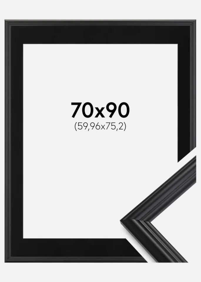 Ramme Siljan Sort 70x90 cm - Passepartout Sort 24x30 inches