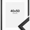 Ramme Siljan Sort 40x50 cm - Passepartout Hvid 30x40 cm