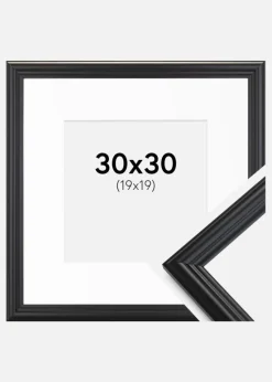 Ramme Siljan Sort 30x30 cm - Passepartout Hvid 20x20 cm