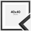 Ramme Siljan Sort 40x40 cm - Passepartout Hvid 32x32 cm