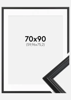 Ramme Siljan Sort 70x90 cm - Passepartout Hvid 24x30 inches