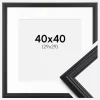 Ramme Siljan Sort 40x40 cm - Passepartout Hvid 30x30 cm