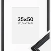 Ramme Siljan Sort 35x50 cm - Passepartout Hvid 9x12 inches