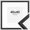 Ramme Siljan Sort 40x40 cm - Passepartout Hvid 25x25 cm