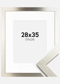 Ramme Silver Wood 28x35 cm - Passepartout Hvid 20x25 cm