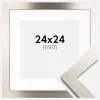 Ramme Silver Wood 24x24 cm - Passepartout Hvid 18x18 cm