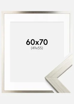 Ramme Silver Wood 60x70 cm - Passepartout Hvid 50x56 cm