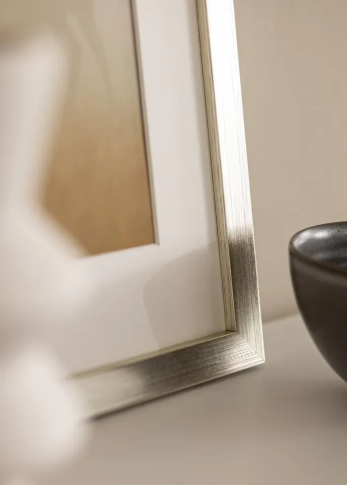 Ramme Silver Wood 18x35 cm - Passepartout Hvid 4x10 inches
