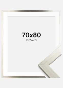 Ramme Silver Wood 70x80 cm - Passepartout Hvid 60x70 cm