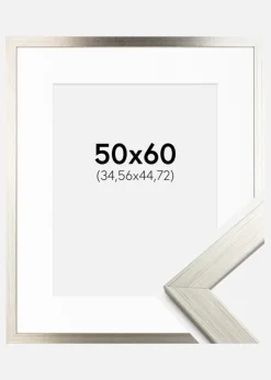 Ramme Silver Wood 50x60 cm - Passepartout Hvid 14x18 inches