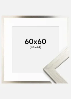 Ramme Silver Wood 60x60 cm - Passepartout Hvid 45x45 cm