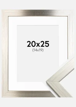Ramme Silver Wood 20x25 cm - Passepartout Hvid 15x20 cm