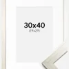 Ramme Silver Wood 30x40 cm - Passepartout Hvid 20x30 cm