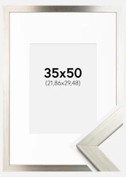 Ramme Silver Wood 35x50 cm - Passepartout Hvid 9x12 inches