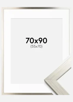 Ramme Silver Wood 70x90 cm - Passepartout Hvid 56x71 cm