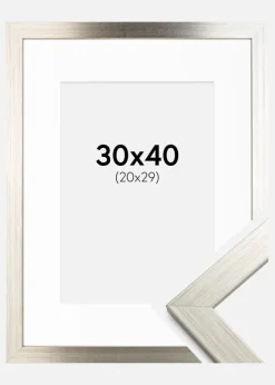 Ramme Silver Wood 30x40 cm - Passepartout Hvid 21x30 cm
