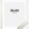 Ramme Silver Wood 35x50 cm - Passepartout Hvid 30x35 cm