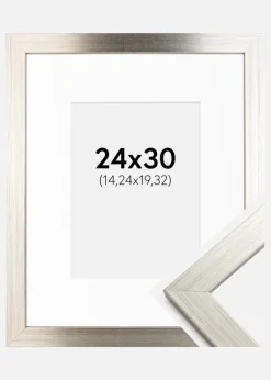 Ramme Silver Wood 24x30 cm - Passepartout Hvid 6x8 inches