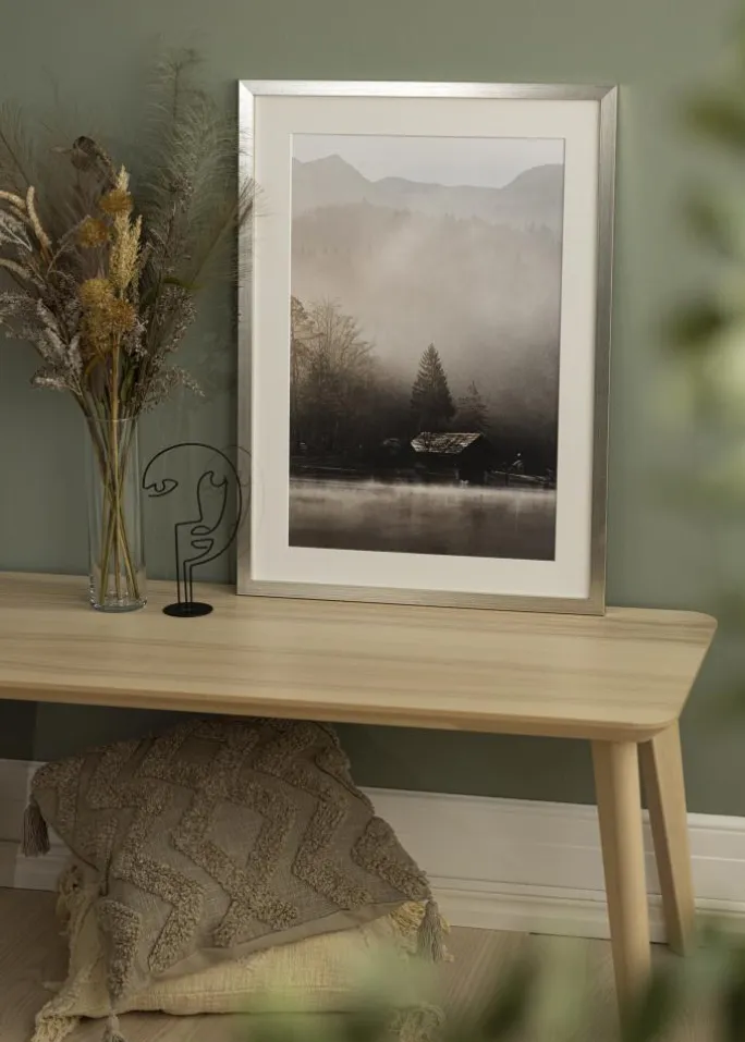 Ramme Silver Wood 35x50 cm - Passepartout Hvid 11x17 inches