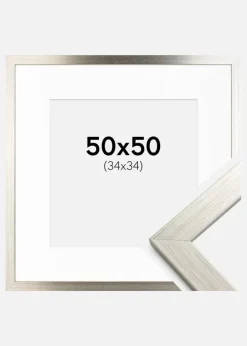 Ramme Silver Wood 50x50 cm - Passepartout Hvid 35x35 cm