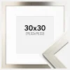 Ramme Silver Wood 30x30 cm - Passepartout Hvid 8x8 inches