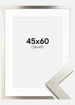 Ramme Silver Wood 45x60 cm - Passepartout Hvid 35x50 cm