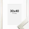 Ramme Silver Wood 30x40 cm - Passepartout Hvid 18x27 cm