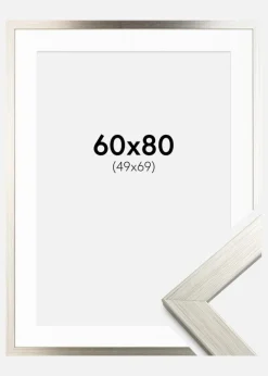Ramme Silver Wood 60x80 cm - Passepartout Hvid 50x70 cm