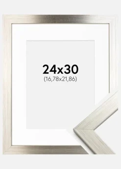 Ramme Silver Wood 24x30 cm - Passepartout Hvid 7x9 inches