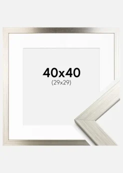 Ramme Silver Wood 40x40 cm - Passepartout Hvid 30x30 cm