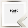 Ramme Silver Wood 50x50 cm - Passepartout Hvid 40x40 cm