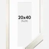 Ramme Silver Wood 20x40 cm - Passepartout Hvid 10x30 cm