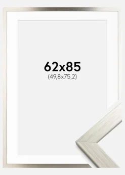 Ramme Silver Wood 62x85 cm - Passepartout Hvid 20x30 inches
