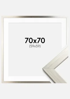 Ramme Silver Wood 70x70 cm - Passepartout Hvid 60x60 cm